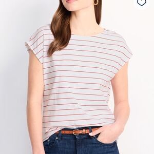 Nine Britton Red and White Striped Short Sleeve Tee